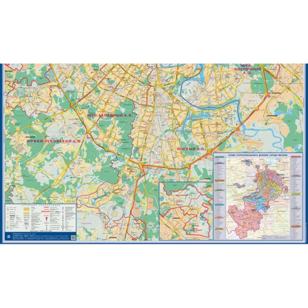 Настенная карта Москва современная 1:26 тыс.,1,43х2,02 м, матоваяламинация