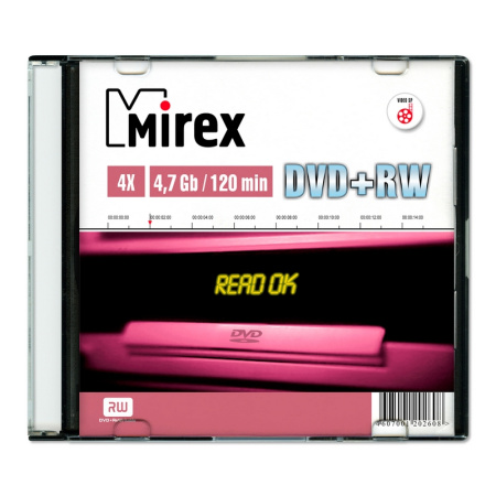 Носители информации DVD+RW, 4x, Mirex, Slim/1, UL130022A4S