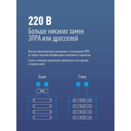 Лампа светодиодная Космос Lksm_LED10wG13T865GL 10Вт G13 Т8 6500K холод.бел