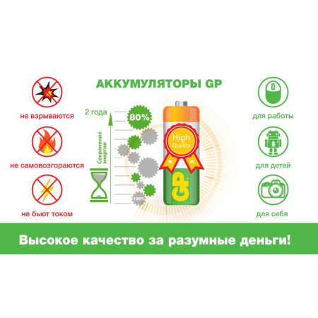 Аккумулятор GP 850mAh AAA NiMh бл/2шт, 85AAAHC-5DECRC2