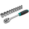 Набор головок торцевых, 1/2,  10-22 мм, с трещот. ключом, CrV,11 шт (14127)