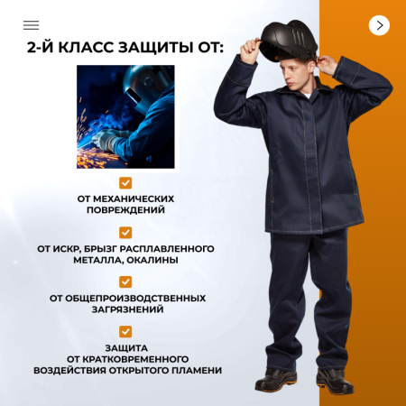 Костюм сварщика из 100% х/б 450 г/м2 (модель ТС01) (р.52-54) 182-188