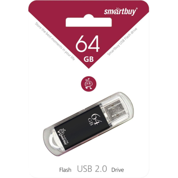 Флеш-память Smartbuy V-Cut, 64Gb, USB 2.0, чер, SB64GBVC-K