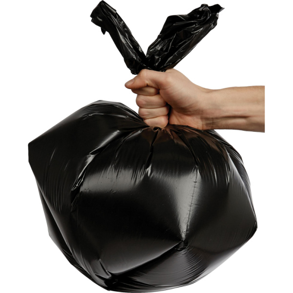 Мешки для мусора ПВД 60л 35мкм 20шт/рул черные 60x70см Комус с ручками