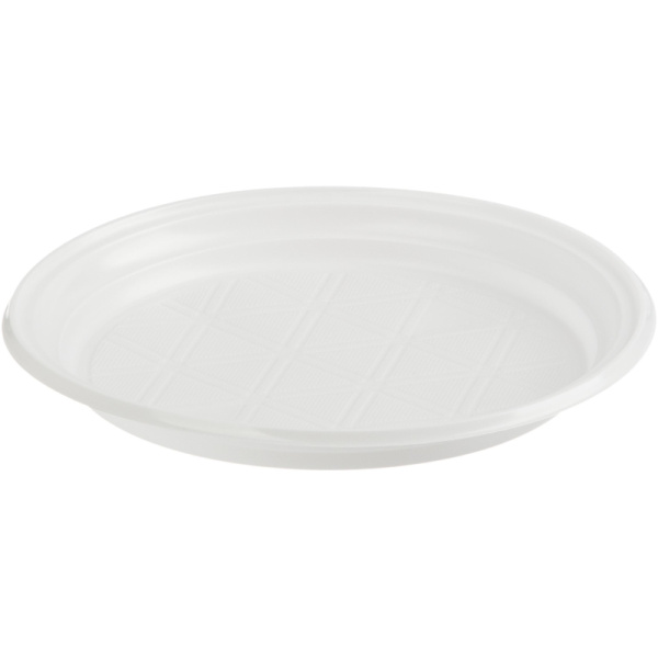Тарелка одноразовая Комус d 210мм, белая, ПП, 50шт/уп