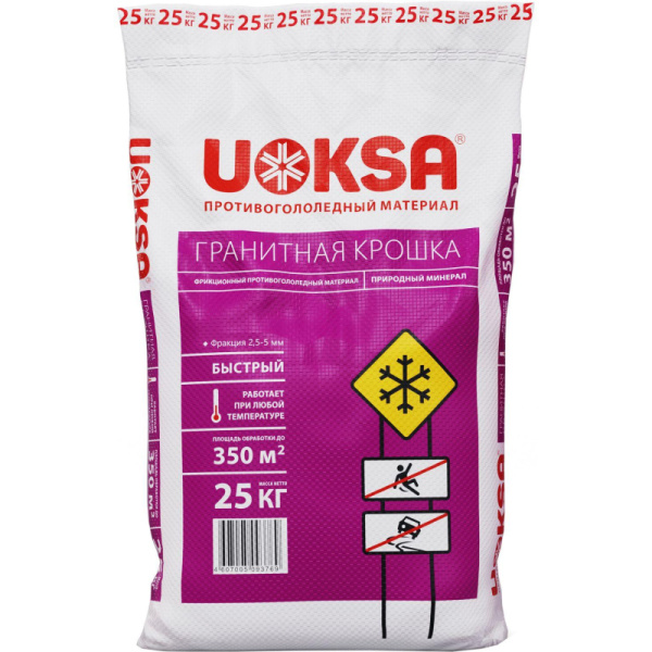 Реагент противогололедный UOKSA Гранитная крошка фр 2-5мм мешок 25кг