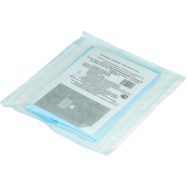 Простыня стерил. 1200х700 пл.42 с кругл.отв. №1 для офтальм.,  Гекса