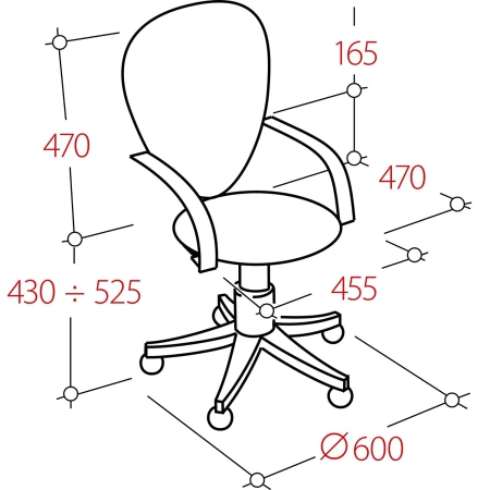 Кресло VT_EChair-304 ткань черн TW11/сетка красн,DW69 пласт.