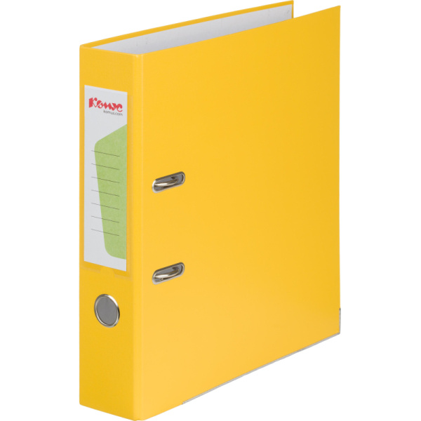 Папка-регистратор Комус Экономи 75мм желтая, ПБП1, карм.кор., мет.уг