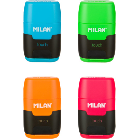 Ластик-точилка Milan TOUCH DUO+2смен.ласт син.кауч лезв.точ из углер стали