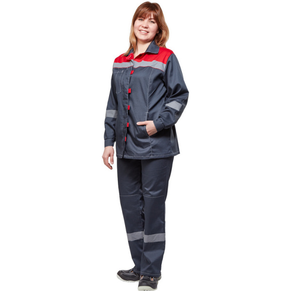 Костюм рабочий летний жен. л20-КБР сер/красн (р.56-58) 170-176 (Арсенал-СП)