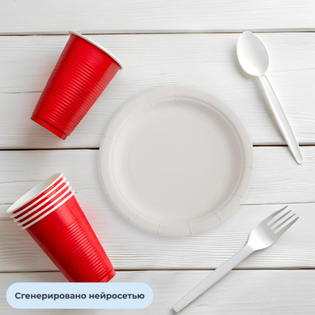 Тарелка одноразовая из ламинированной бумаги д 180 мм, 50шт/уп