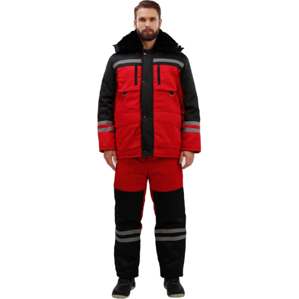 Костюм рабочий зимний муж з03-КПК красн/чер (р.48-50) 182-188