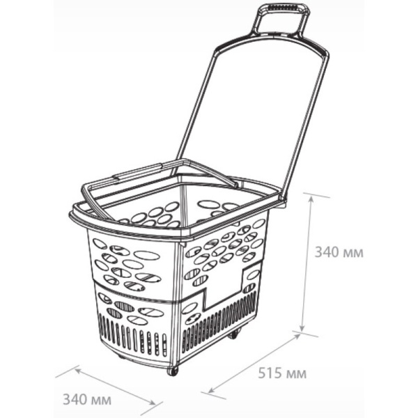 Корзина покупательская EVR_TECHNO 410064 корзина-тележка пластик красн. 38л