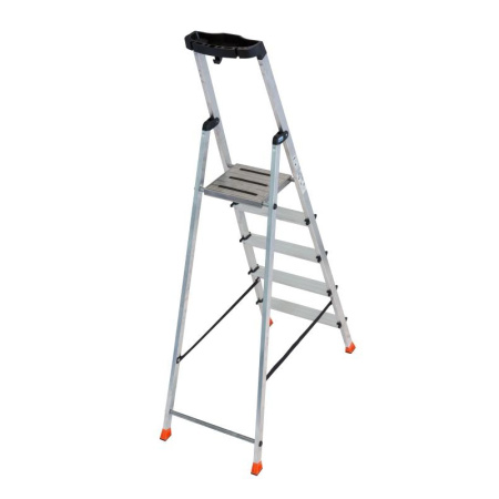 Стремянка складная Krause SAFETY 5 ступеней с полочкой 128959