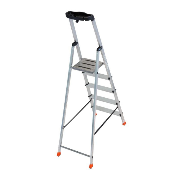 Стремянка складная Krause SAFETY 5 ступеней с полочкой 128959