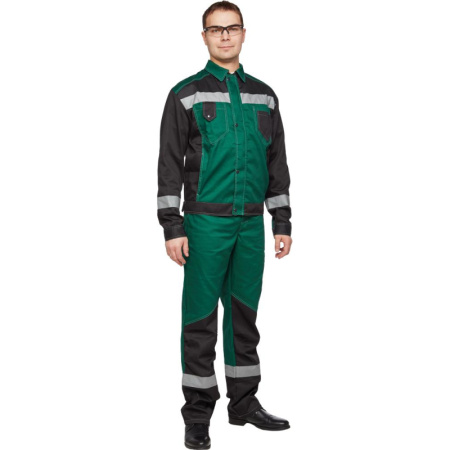 Костюм рабочий летний муж  л21-КПК зел/черн (р.64-66) 170-176 (мод.КОС212)