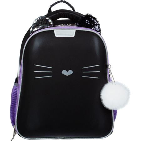 Ранец Комус Класс Kitty black, 2 отд., эргоном. спинка, экокожа
