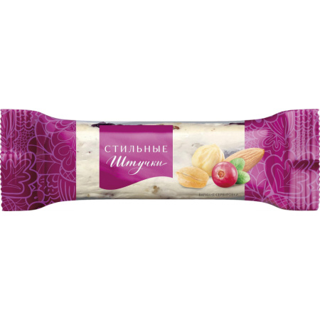 Конфеты Стильные штучки нуга с клюквой и орехами, 2кг