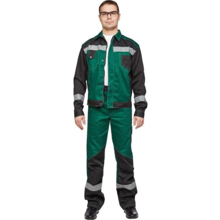 Костюм рабочий летний муж  л21-КБР зел/черн (р.44-46) 182-188 (мод.КОС211)