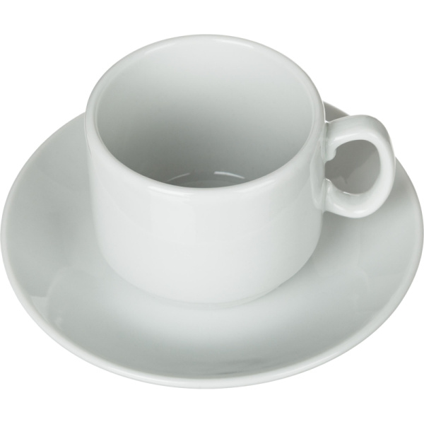 Кофейная пара Мокко белая фарфор, чашка 100мл блюдце d-10см (6С1627)