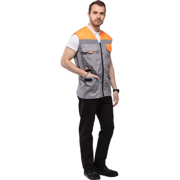 Жилет рабочий л30-ЖЛ серый/оранжевый(р.48-50) р.170-176