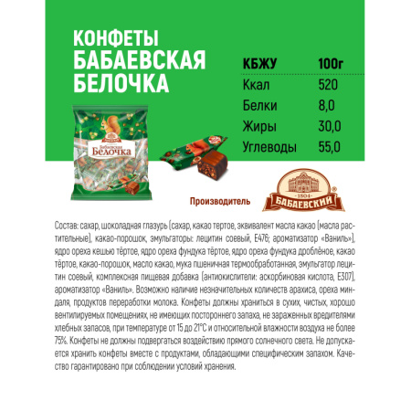 Конфеты шоколадные Белочка Бабаевский, 200г