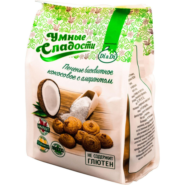 Печенье Умные сладости Di&Di бисквитное кокосовое с амарантом,200г