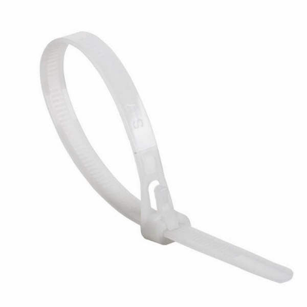 Стяжка (хомут) 300 мм х 7.5 мм, 100 шт, нейл., м/раз.,Rexant, бел, 07-0309