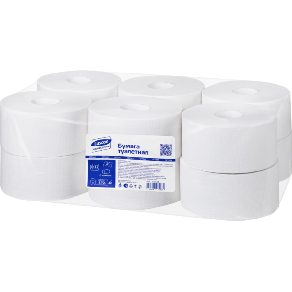 Бумага туалетная д/дисп Luscan Professional 2сл бел втор втул 170м 12рул/уп