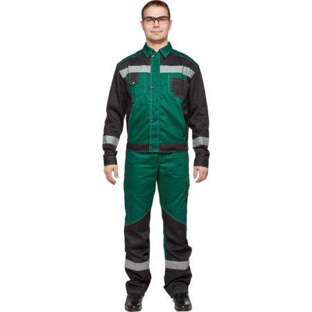 Костюм рабочий летний муж  л21-КПК зел/черн (р.64-66) 170-176 (мод.КОС212)