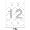 Этикетки самоклеящиеся  d=60 мм/12 шт. на листе А4 (100 л