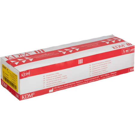 Шприц 3-комп. однораз. 5мл LS 22G(0,7x40) прил. 100шт/уп KD-Ject III