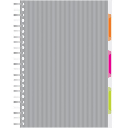 Тетрадь 140л,кл,А4,SPIRAL BOOK Серый,евроспир,обл.пласт,раздел.84103