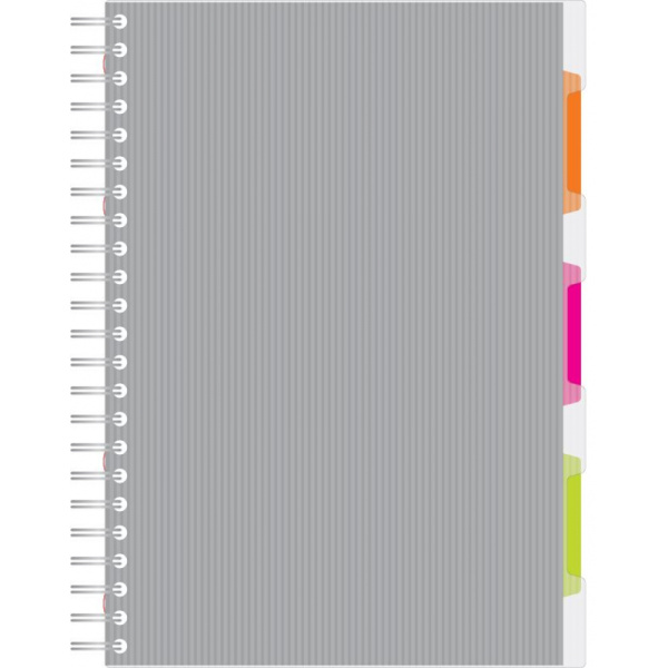 Тетрадь 140л,кл,А4,SPIRAL BOOK Серый,евроспир,обл.пласт,раздел.84103