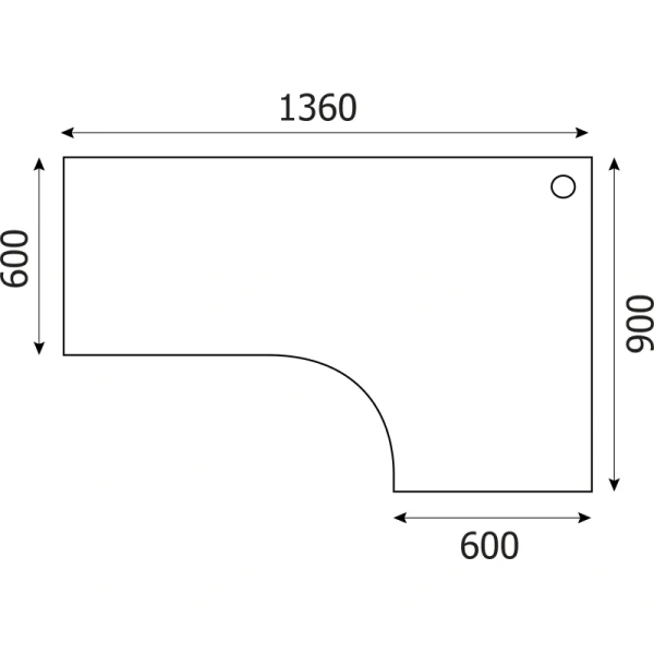 Стол SP Бюджет правый 2365 (402663) дуб шамони светлый 1360 (430)